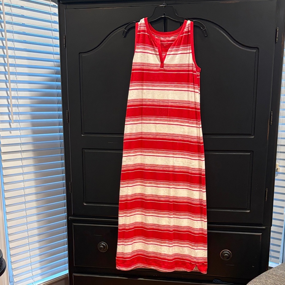Talbots Red and White Striped Maxi Dress